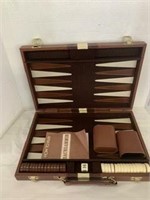 brown and cream case backgammon game