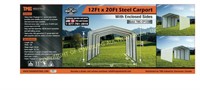 12FT X 20FT ALL-STEEL CARPORT WITH ENCLOSED SIDES