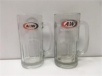 Two Tall A & W Root Beer Glass Mugs
