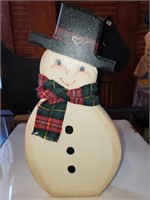 PAINTED WOOD SNOWMAN