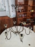 METAL, GLASS, AND CRYSTAL CANDLE CHANDELIER