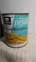 Vintage pride pure shortening empty tin can (no