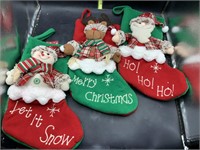 Set of 3 3d Christmas stockings - new
