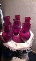 6 4" Ruby Red glass vases