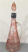 Cased Cut Liquor Decanter -Pink Satin