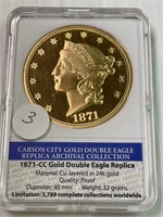 1871CC Gold Double Eagle Tribute Coin-Real 24k Lay