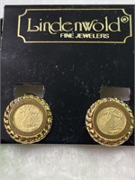 Gold Tone Liberty Coins Clip on Earrings