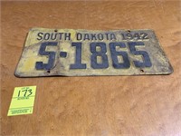 1942 SD License Plate