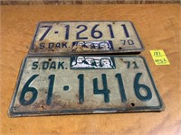1970, 1971 SD License Plates