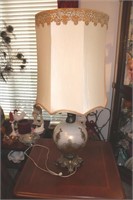 Vintage  Brass  Inlayed Ball Lamp 41 x 17
