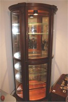 Lighted Two Door Wood and Glass  Curior Display