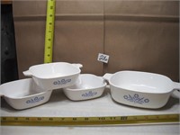 LOT OF 4 CORNING WARE WITH OUT LIDS