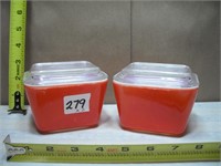 REFRIGERATOR DISH RED W/ LID . NO CHIPS