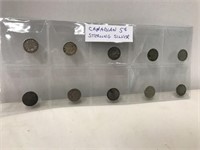 10 Canadian Sterling Silver 5 Cents