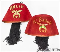 (2) Mason Freemason Shriner Fez Hats Caps
