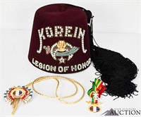 Mason Freemason Shriner Korein Jeweled Fez Hat Cap