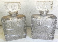 10 inch heavy leaded  cut glass decanters