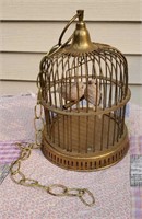 Brass bird cage with love birds