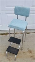 Teal corduroy vintage stool