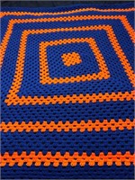 NEW Blue & Orange Handmade Quality Afghan