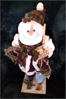 16 inch snowman with shovel wood base