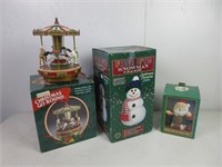 Bubble Blowing Santa, Lighted Snowman, Carousel