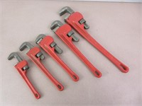 Pipe Wrenches, Set of Five, 8"-18"