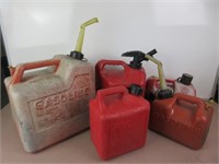 Five Gas Cans, 1 Gallon- 5 1/4 Gallon