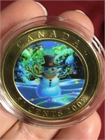 2008 HOLOGRAM .50 COIN - HOLIDAY SNOWMAN