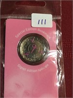 2006 BREAST CANCER .25 COLORED COIN