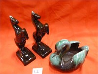 Blue Mountain Pottery, 2 Horses-9" & 1 Swan,Qty.3