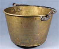 19th C. Brass Bucket w/ Wrought Handle