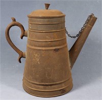 19th C. Copper Bottom Tin Coffee Pot w/ Strainer