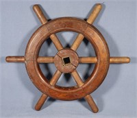 Antique Wood & Brass Ships Wheel