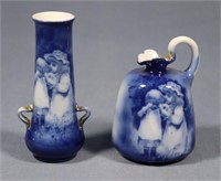 Royal Doulton Flow Blue Vase & Ewer