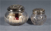 (2) Cut Glass Powder Jars w/ Sterling Lids