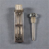 Miniature Perfume Bottle in Sterling Holder