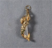 Gold Mermaid-Wrapped Crystal Pendant