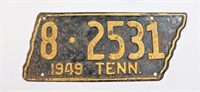 Black 1949 TN license plate