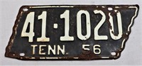 Black 1956 TN license plate