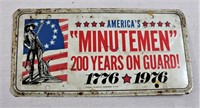 Vintage America's Minutemen vanity plate