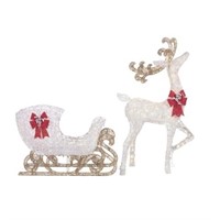 5 ft Polar Wishes Motion LED Reindeer with Sleigh