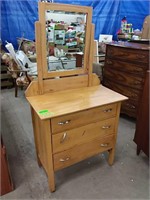 Vintage wood dresser with mirror and 4 drawers