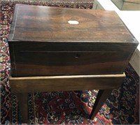 Antique Lap Desk w/Mother Of Pearl Inlay w/Key