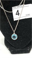 Blue Stone Pendant on Silver Necklace