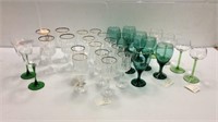 Green and Clear Wine Glasses K12A