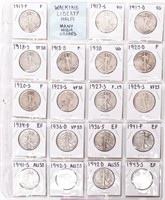 Coin 19 Assorted Walking Half Dollars 1917 - 1943