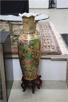 LARGE ORIENTAL VASE AND STAND - NO MARKINGS