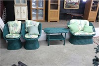 4 PC WICKER PATIO SET WITH CUSHIONS