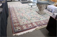 LARGE HAND WOVEN WOOL AREA RUG 106"X148"